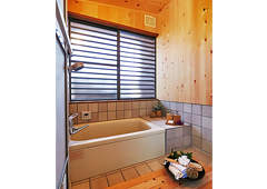 浴室（塗装、檜板重ね張り、スノコ板造替え、シャワー・バス水栓金具交換、風呂釜交換、照明器具交換）