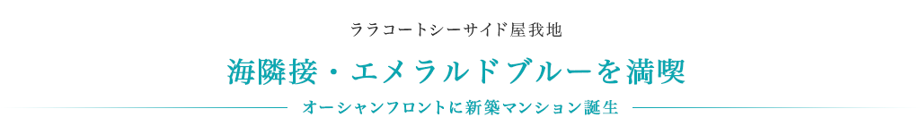 ララコートシーサイド屋我地 海隣接・エメラルドブルーを満喫 オーシャンフロントに新築マンション誕生